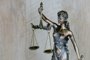 Scales of justice on a lawyer's office